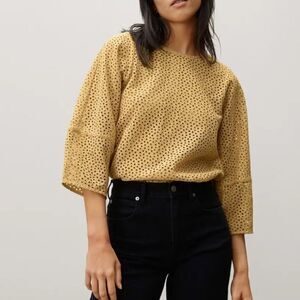 NWT Everlane Eyelet Lantern Sleeve Top - Golden Hour Medium
